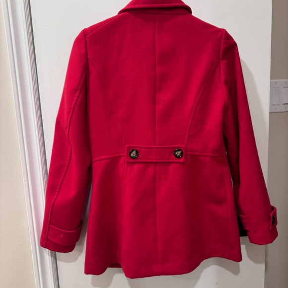 Women's Red Double-Breasted Coat - Picture 5 of 8